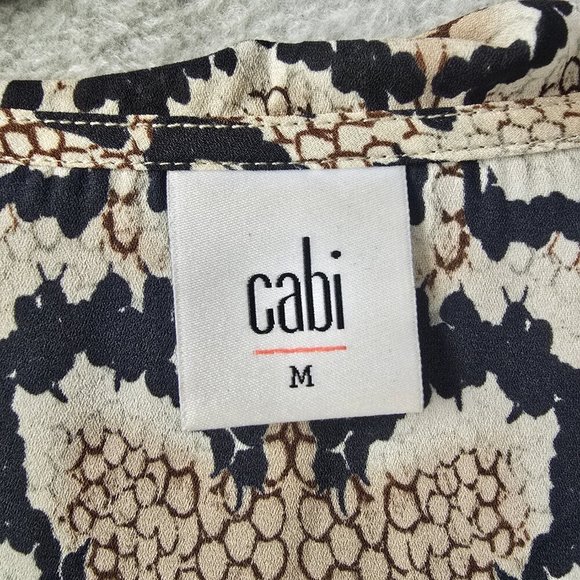 CAbi Womens Sz M Serpentine Snake Print Pullover Blouse Ruffle Collar Wide Cuffs - Picture 3 of 11